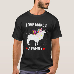 Love Makes a Family Unicorn Llama Adopted Child Ad T-Shirt