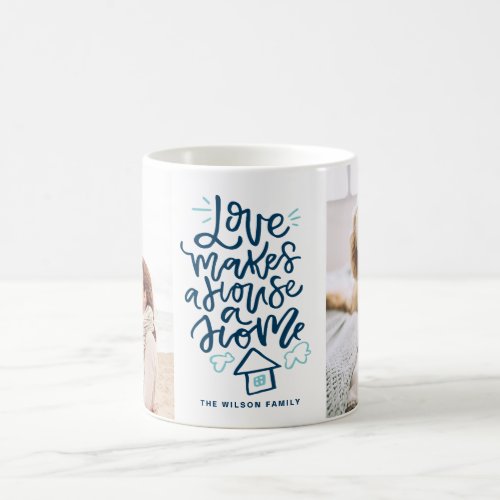 Love Makes a House a Home Lettering Two Photo Mug