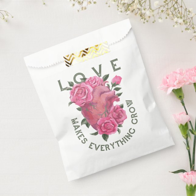 Love Makes Everything Grow – Floral Heart Favor Bag (Sealed)