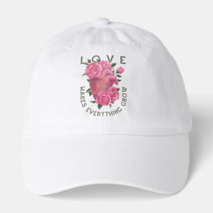 Love Makes Everything Grow – Floral Heart Hat
