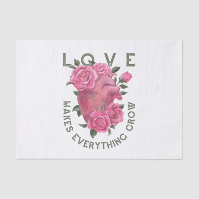 Love Makes Everything Grow – Floral Heart Tissue Paper (Front)