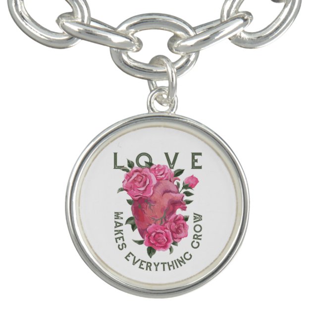Love Makes Everything Grow – Romantic Floral Art  Bracelet (Design)
