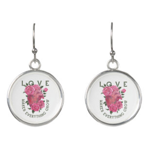 Love Makes Everything Grow – Romantic Floral Art  Earrings
