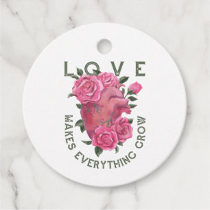 Love Makes Everything Grow – Romantic Floral Art Favor Tags
