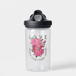 Love Makes Everything Grow – Romantic Floral Art  Water Bottle