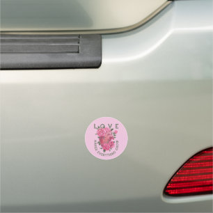 Love Makes Everything Grow Romantic Floral  Car Magnet