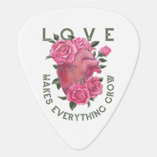 Love Makes Everything Grow Romantic Floral Guitar Pick
