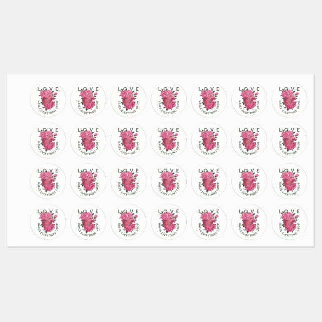 Love Makes Everything Grow Romantic Floral Labels (Sheet)