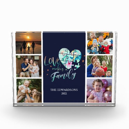 Love makes family wooden box sign photo block