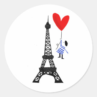 Love makes him fly, in Paris Classic Round Sticker