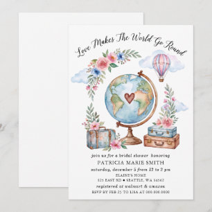 Love Makes The World Go Round Bridal Shower  Invitation