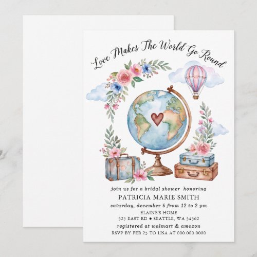 Love Makes The World Go Round Bridal Shower Invitation