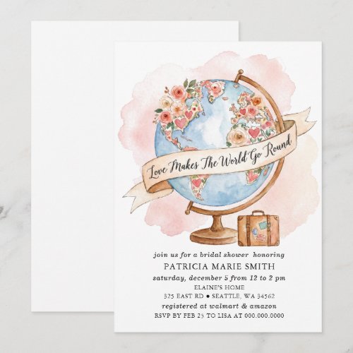 Love Makes The World Go Round Bridal Shower Invitation
