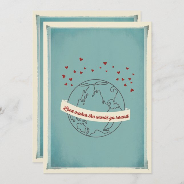 Love Makes The World Go Round Wedding Invitation (Front/Back)