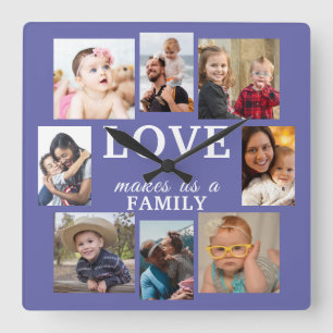 Love Makes Us A Family Quote 8 Photo Periwinkle Square Wall Clock