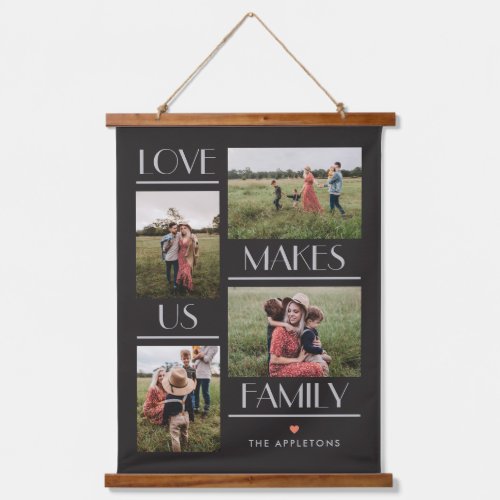 Love Makes Us Family Editable Color Wall Tapestry