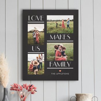 Love Makes Us Family Editable Color Wrapped Canvas by berryberrysweet at Zazzle