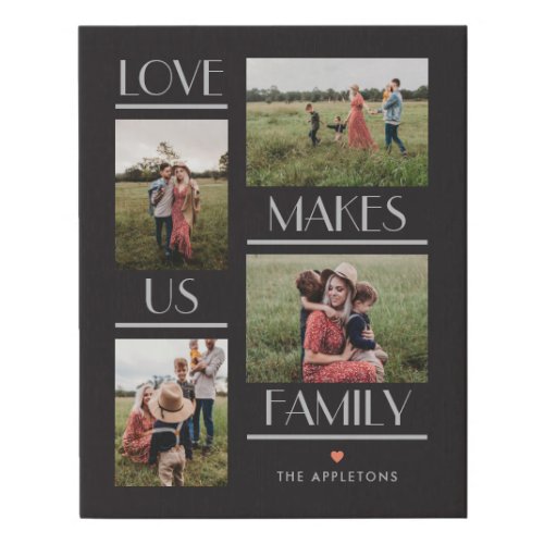 Love Makes Us Family Editable Color Wrapped Faux Canvas Print