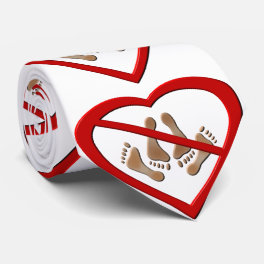 Love making feet in a heart shaped forbidden sign tie