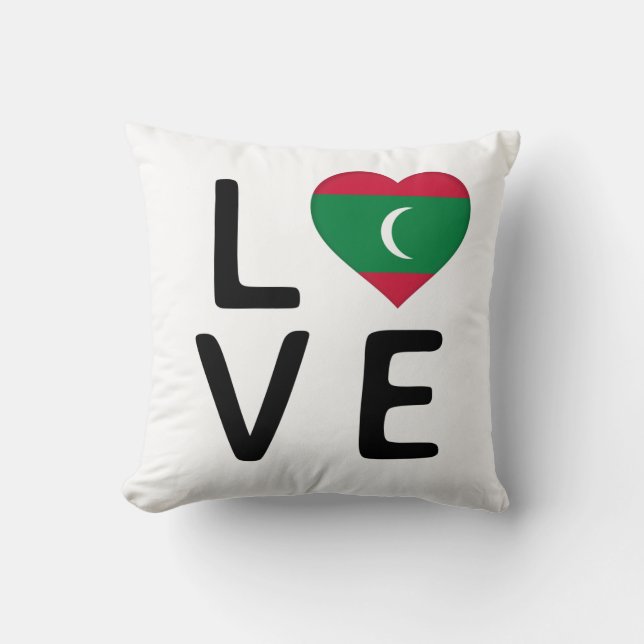 Love - Maldives Flag Throw Pillow (Front)