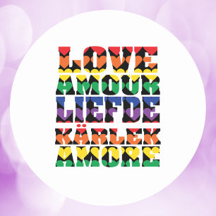 Love Many Languages Hearts Rainbow Classic Round Sticker