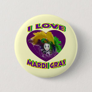 Love Mardi Gras Button