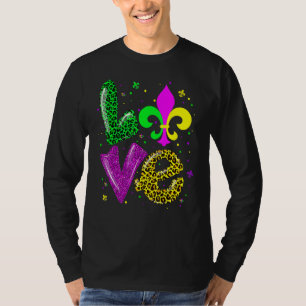 Love Mardi Gras Fleur De Lis Leopard New Orleans G T-Shirt