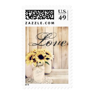 Love Mason Jar Sunflowers Country Postage Stamps