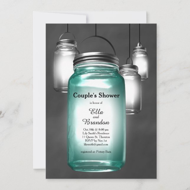 Love Mason Jars Couple's Shower Invitation (Front)
