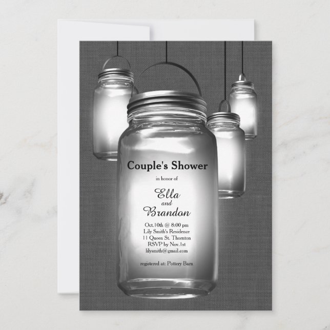 Love Mason Jars Couple's Shower Invitation (Front)