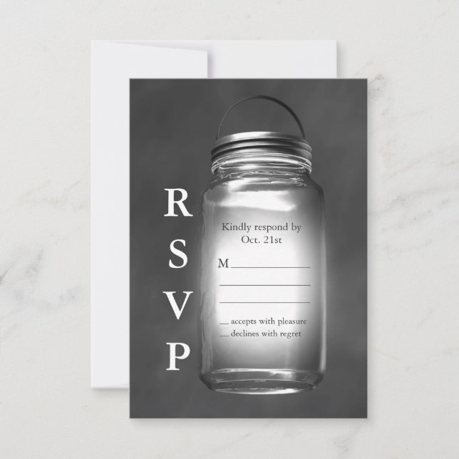 Love Mason Jars on Chalkboard RSVP (Front)