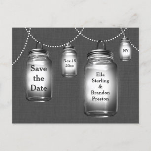 Love Mason Jars Save the Date Announcement Postcard