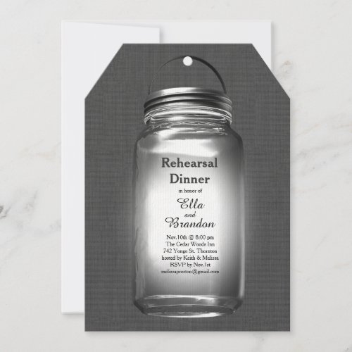 Love Mason Jars Vintage Rehearsal Dinner Invite