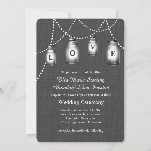 Love Mason Jars Vintage Wedding Invitation