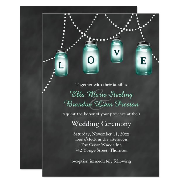 Love Mason Jars Wedding Invitation