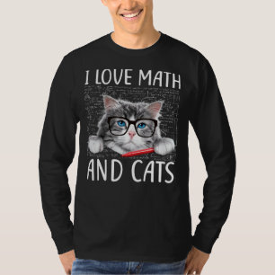 Love Math And Cats Cute Kitty Cat Feline Lover T-Shirt