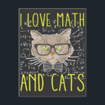 Love Math and Cats Mathematician Nerd Postcard<br><div class="desc">Cute Cat Lover Gift Funny Math Teacher. Love Math and Cats Mathematician Nerd.</div>