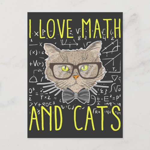Love Math and Cats Mathematician Nerd Postcard