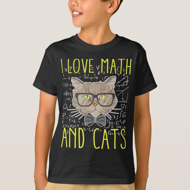 Love Math and Cats Mathematician Nerd T-Shirt (Front)