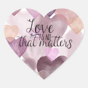 Love Matters Watercolor Hearts Heart Sticker