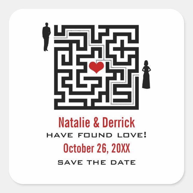 Love Maze Save the Date Stickers (Front)