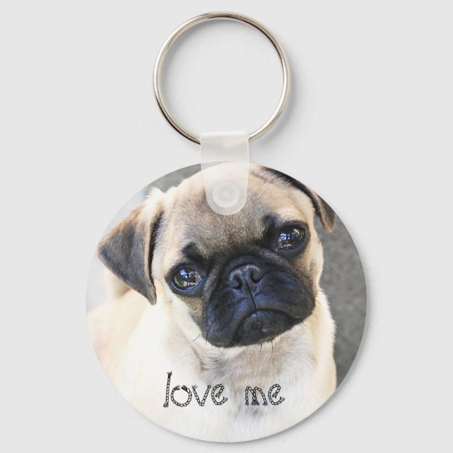love me - cute mops keychain (Front)