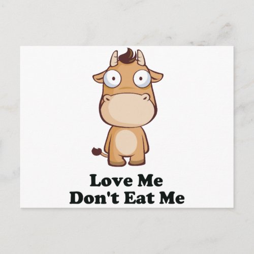 Love Me Dont Eat Me Cow Design Postcard