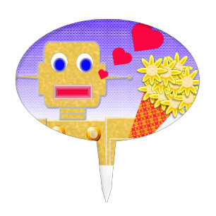 Love Me, I'm a Bot Cake Topper