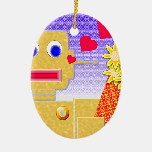 Love Me, I'm a Bot Ceramic Ornament (Front)