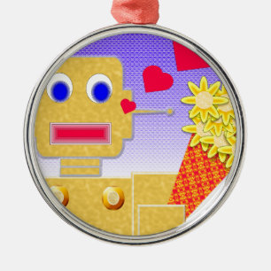 Love Me, I'm a Bot Metal Ornament