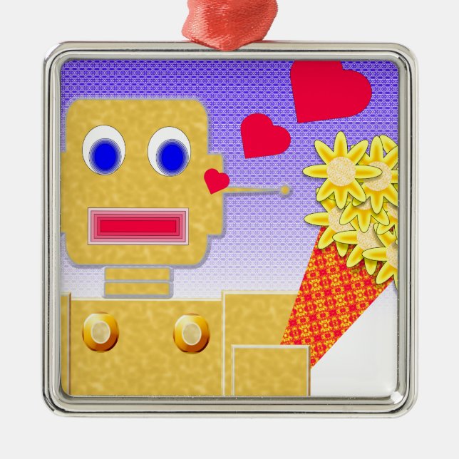 Love Me, I'm a Bot Metal Ornament (Front)