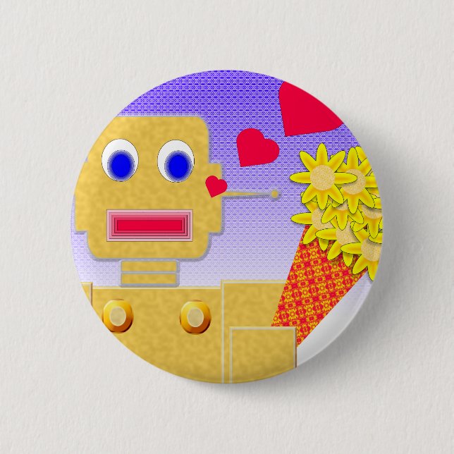 Love Me, I'm a Bot Pinback Button (Front)