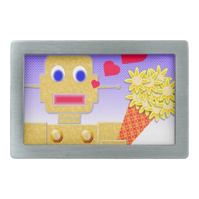 Love Me, I'm a Bot Rectangular Belt Buckle (Front)
