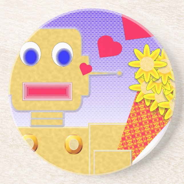 Love Me, I'm a Bot Sandstone Coaster (Front)